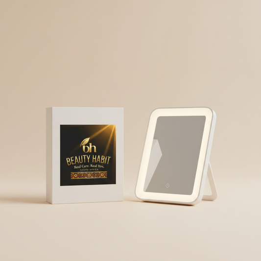 Beauty Habit Box and Mirror on Surface